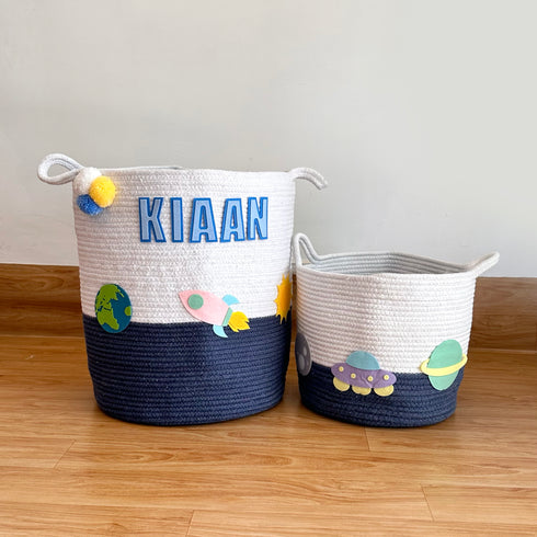 Solar System - Navy Rope Personalised Storage Basket
